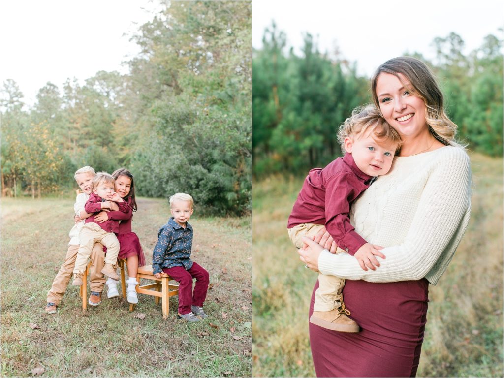 fall family photos in a field